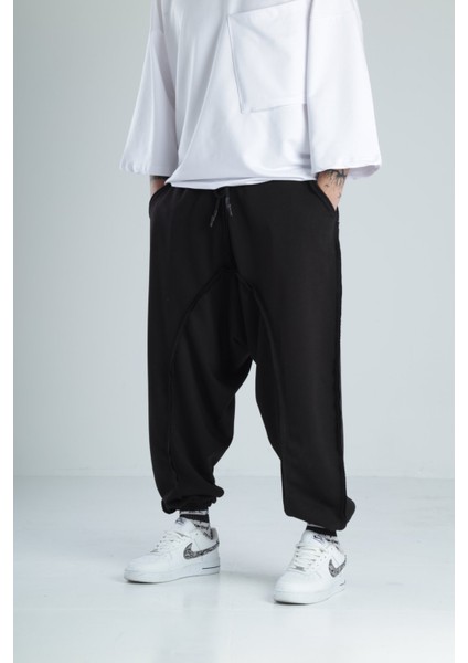 Pis Dikişli Siyah Spor Şalvar modelleri