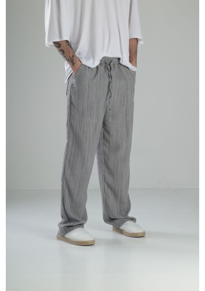Aerobin Keten Gri Baggy Pantolon