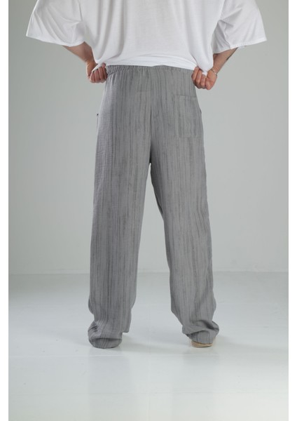 Aerobin Keten Gri Baggy Pantolon
