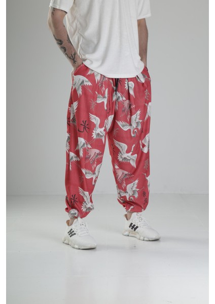 Chinese Kuş Desenli Pileli Yarım Şalvar modelleri