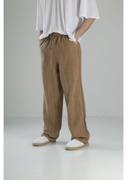 Aerobin Keten Kahve Baggy Pantolon