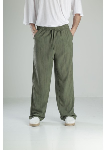 Aerobin Keten Yeşil Baggy Pantolon