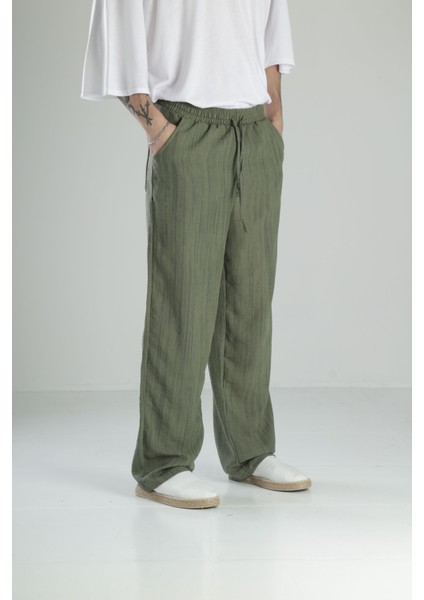 Aerobin Keten Yeşil Baggy Pantolon modelleri