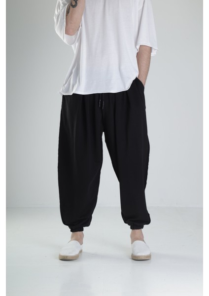 Erkek Siyah Ters Dikişli Pileli Yarım Şalvar Pantolon COC2097 fiyatları