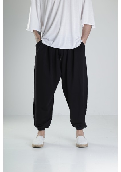 Erkek Siyah Ters Dikişli Pileli Yarım Şalvar Pantolon COC2097 modelleri