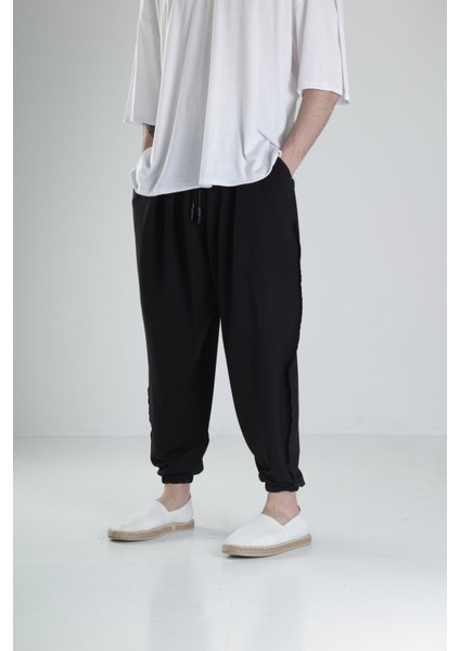 Erkek Siyah Ters Dikişli Pileli Yarım Şalvar Pantolon COC2097 fırsatları