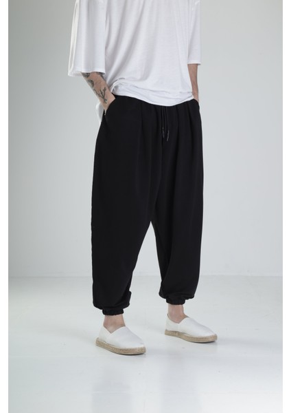 Erkek Siyah Ters Dikişli Pileli Yarım Şalvar Pantolon COC2097 indirimleri