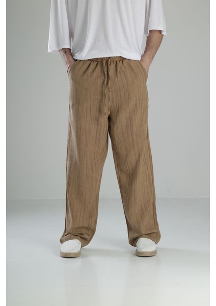 Aerobin Keten Kahve Baggy Pantolon