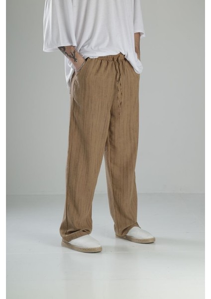 Aerobin Keten Kahve Baggy Pantolon modelleri