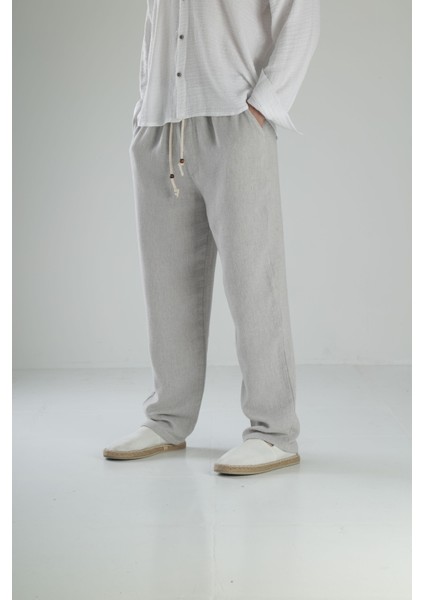 Gri Keten Pantolon