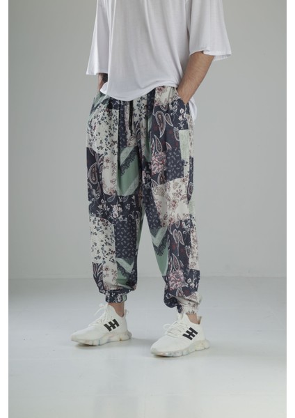 Çiçekli Desenli Bürümcük Kumaş Pileli Yarım Şalvar fiyatları