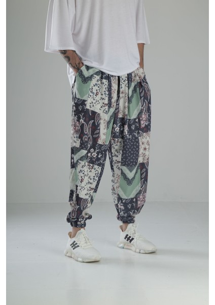 Çiçekli Desenli Bürümcük Kumaş Pileli Yarım Şalvar modelleri