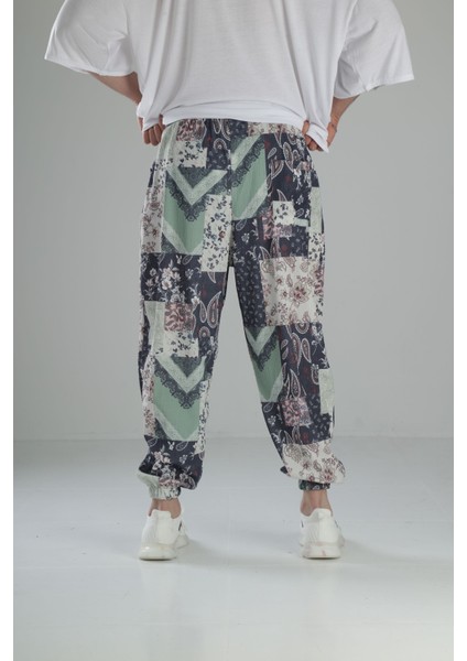 Çiçekli Desenli Bürümcük Kumaş Pileli Yarım Şalvar fırsatları