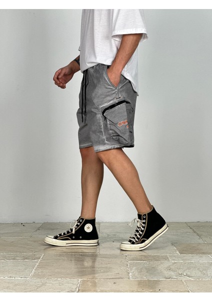 Premium Kalite Gri Gabardin Şort