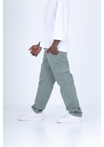 Gabardin Kumaş Su Yeşili Baggy Pantolon