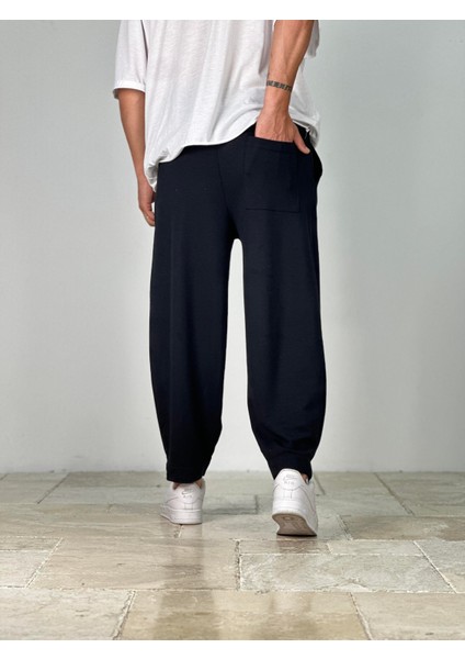 Double Paça Detaylı Siyah Pantolon