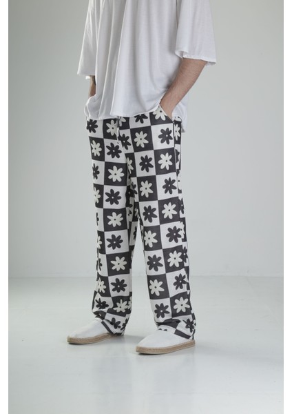 Çiçek Desenli Baggy Pantolon