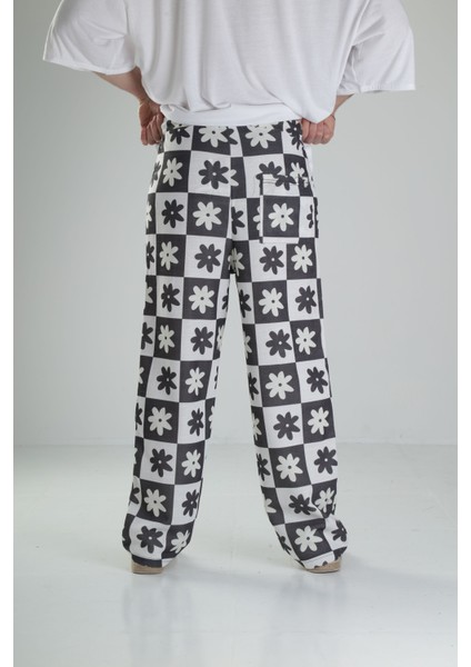Çiçek Desenli Baggy Pantolon