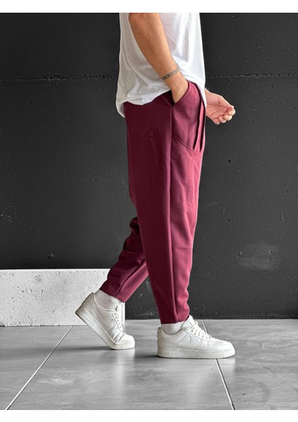 Cep Detaylı Bordo Baget Pantolon
