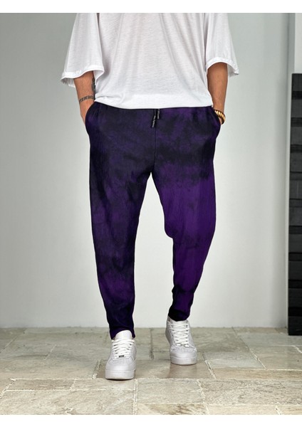Mor Fitilli Kumaş Batik Pantolon