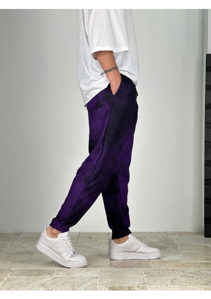 Mor Fitilli Kumaş Batik Pantolon