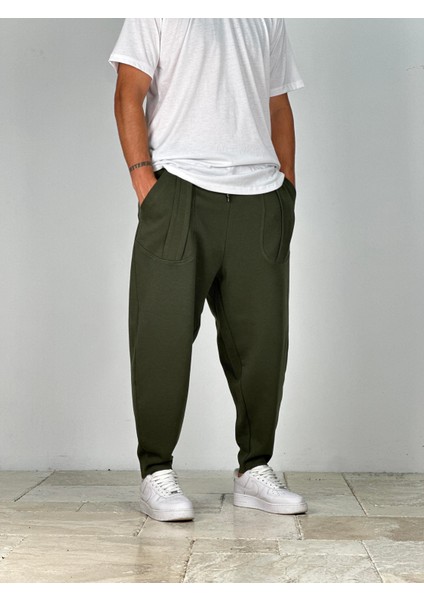 Erkek Cep Detaylı Haki Baget Pantolon COC2490