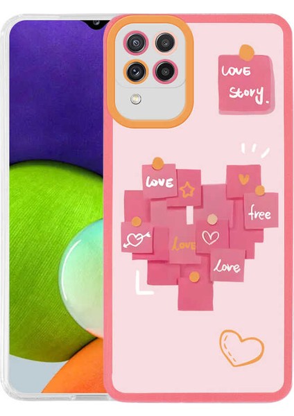 Galaxy M32 Kılıf Tkdr M-Fit Desenli Kapak-Love Story No2