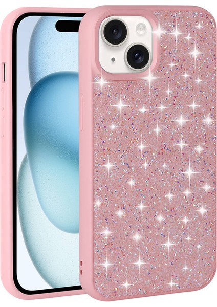 Apple iPhone 15 Kılıf Parlak Taşlı Tasarım Tkdr Pırlanta Kapak-Lila