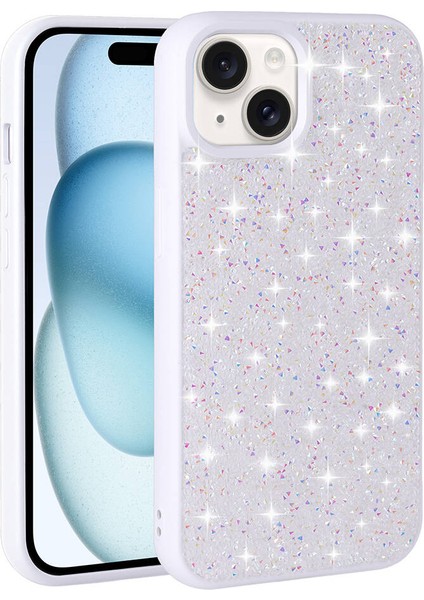 Apple iPhone 15 Kılıf Parlak Taşlı Tasarım Tkdr Pırlanta Kapak-Lila