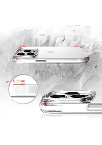 Apple iPhone 13 Pro Max Kılıf Tkdr Şeffaf Ultra Ince Airbag Tasarımlı Okka Kapak-Renksiz