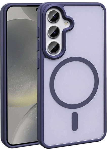 Galaxy S24 Plus Kılıf Magsafe Şarj Özellikli Mat Arka Yüzey Tkdr Sio Kapak-Koyu Mor