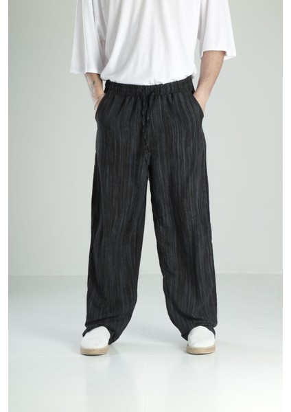 Aerobin Keten Siyah Baggy Pantolon