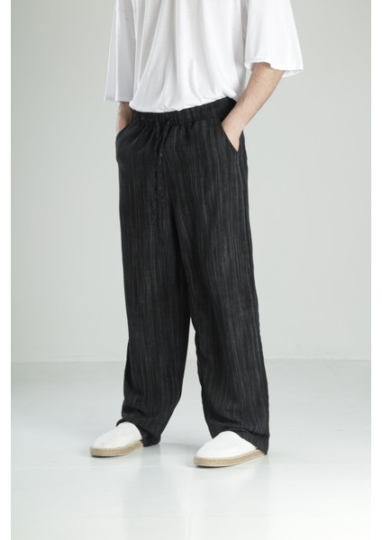 Aerobin Keten Siyah Baggy Pantolon