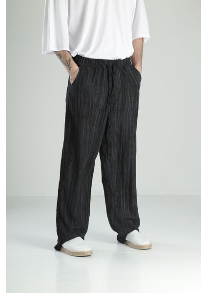 Aerobin Keten Siyah Baggy Pantolon