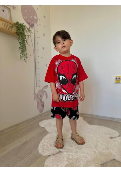 Erkek Çocuk Örümcek Adam Baskılı Şortlu Takım
