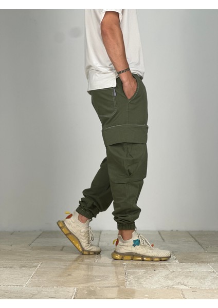 Premium Kalite Büyük Cepli Yeşil Jogger Pantolon