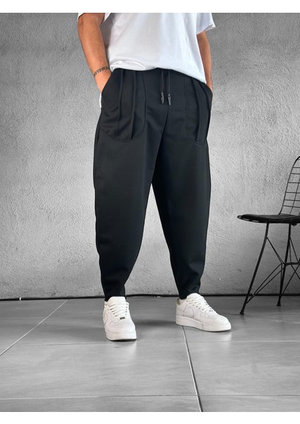 Cep Detaylı Siyah Baget Pantolon