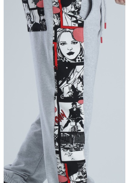 Çizgi Roman Detaylı Gri Jogger Pantolon modelleri