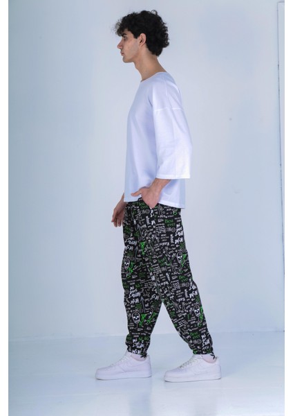 Sosyal Desenli Pileli Jogger modelleri
