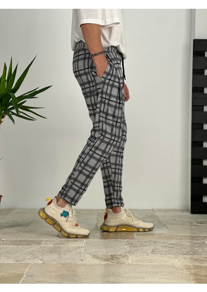 Pileli Ekose Havuç Kesim Pantolon modelleri