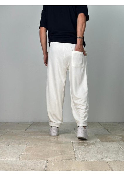 Double Paça Detaylı Ekru Pantolon modelleri