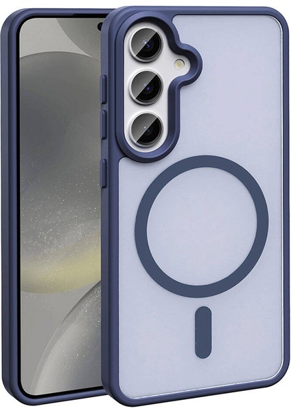 Galaxy S24 Plus Kılıf Magsafe Şarj Özellikli Mat Arka Yüzey Tkdr Sio Kapak-Lacivert