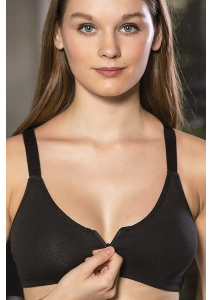 Fermuarlı Pamuklu Sporcu Sütyeni Siyah (BRF1061)