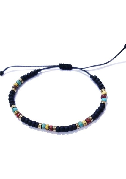 Hematit Doğaltaşlı Mat Siyah ve Desenli Miyuki Round Boncuklu Unisex Bileklik