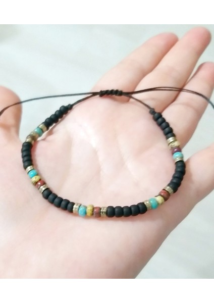 Hematit Doğaltaşlı Mat Siyah ve Desenli Miyuki Round Boncuklu Unisex Bileklik fiyatları
