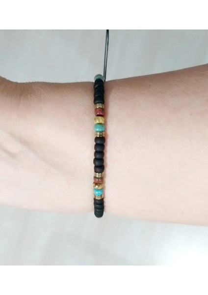 Hematit Doğaltaşlı Mat Siyah ve Desenli Miyuki Round Boncuklu Unisex Bileklik indirimleri