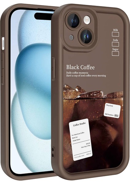 Apple iPhone 14 Kılıf Kamera Korumalı Baskılı Arka Yüzey Tkdr Klas Kapak-Koyu Kahve