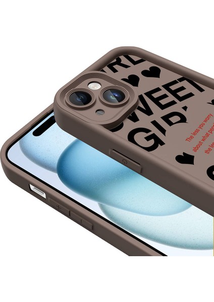 Apple iPhone 14 Kılıf Kamera Korumalı Baskılı Arka Yüzey Tkdr Klas Kapak-Koyu Kahve