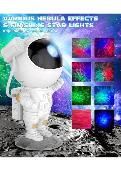 Lw-6 Astronot Projektör Gece Lambası LED Galaxy Uzaktan Kumandalı ve Zamanlayıcılı