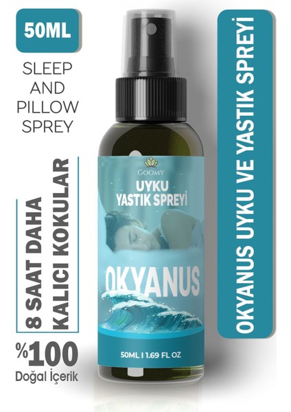 Uyku ve Yastık Spreyi; Huzurlu, Derin ve Rahat Uyku Için Okyanus Kokulu Aromaterapi Sprey 50 ml